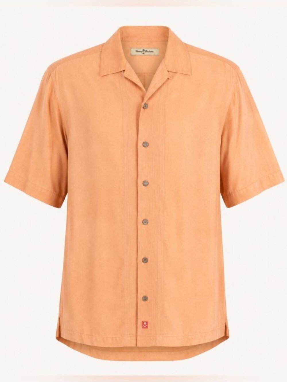 Tommy Bahama Silk Camp Shirt Peach Large Hawaiian Resort Vacation Casual